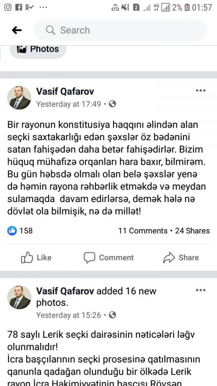 Deputatlığa namizəd Vasif Qafarov milləti təhqir etdi -FOTO