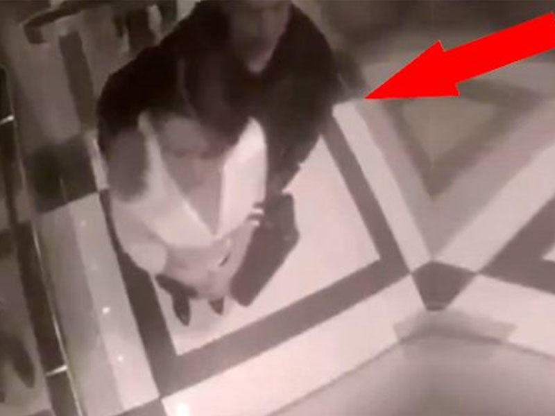 Qadın liftdə onu öpmək istəyən kişini döydü - VİDEO