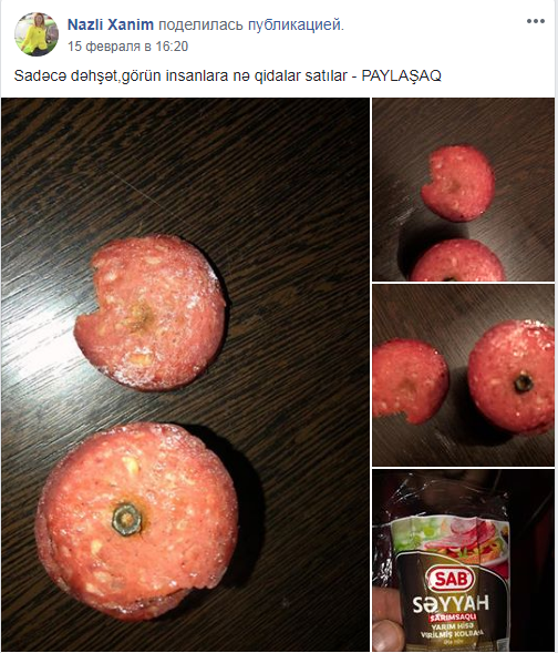 “SAB” şirkətinin kolbasasından paslanmış bolt çıxdı - FOTO