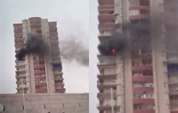 Bakıda yaşayış binası yanır - VİDEO