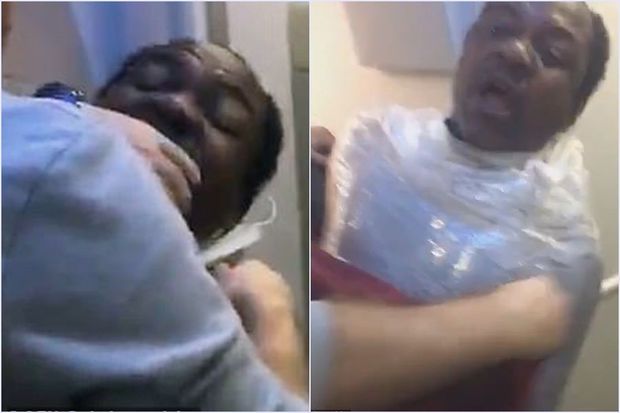 “Türk Hava Yolları”nın təyyarəsində gərgin anlar: Biznesmeni sellofana bükdülər - VİDEO