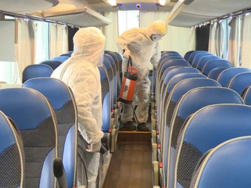 Bakıda avtobuslar dezinfeksiya edilir