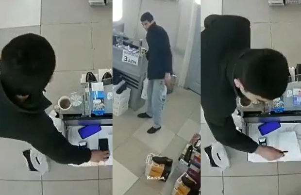 Кража в бакинском магазине попала на камеру наблюдения – ВИДЕО