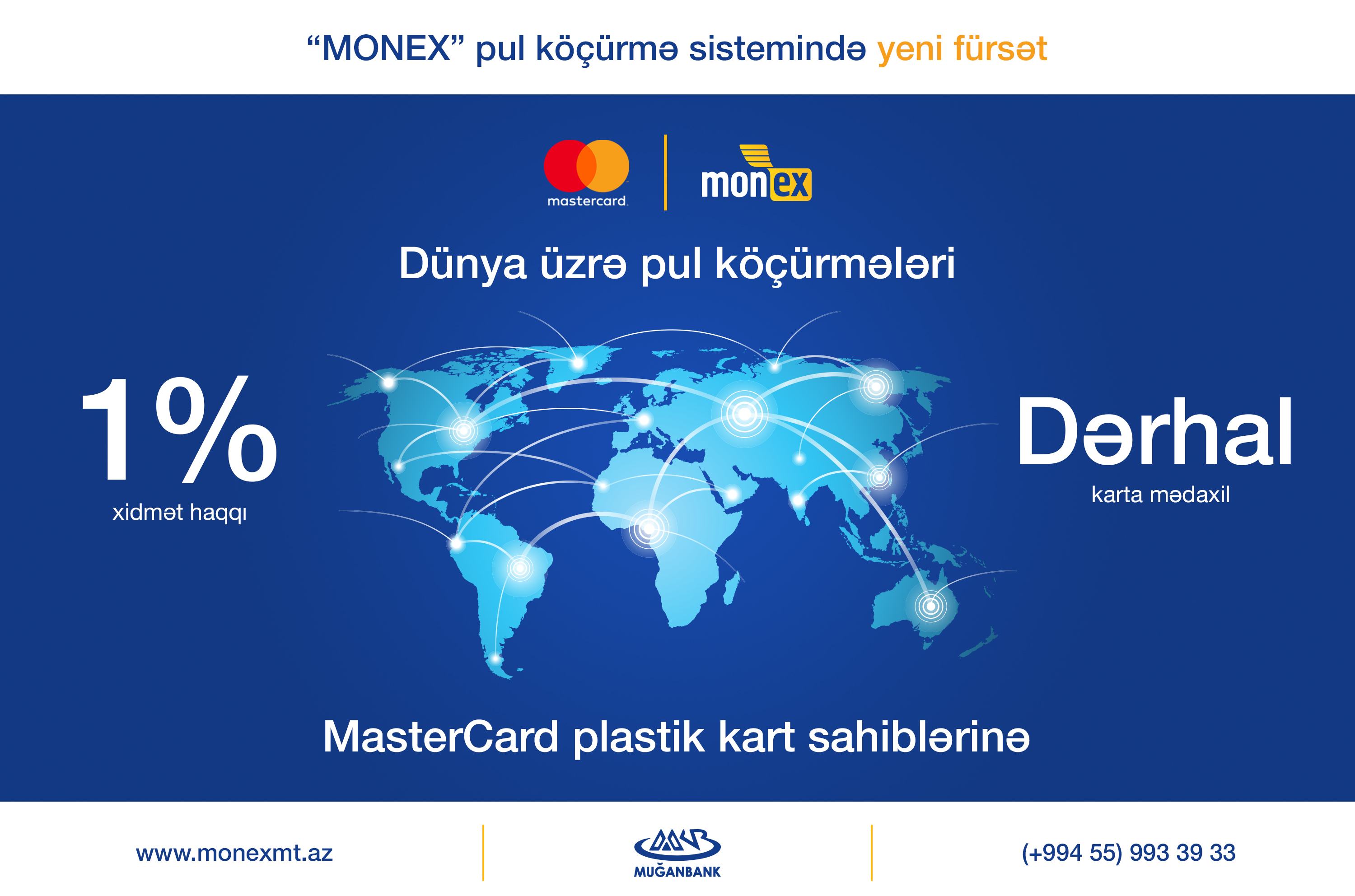 “Muğanbank” ASC-nin yaratdığı “MONEX” beynəlxalq pul köçürmələri sistemi Azərbaycanda bir ilkə imza atdı!