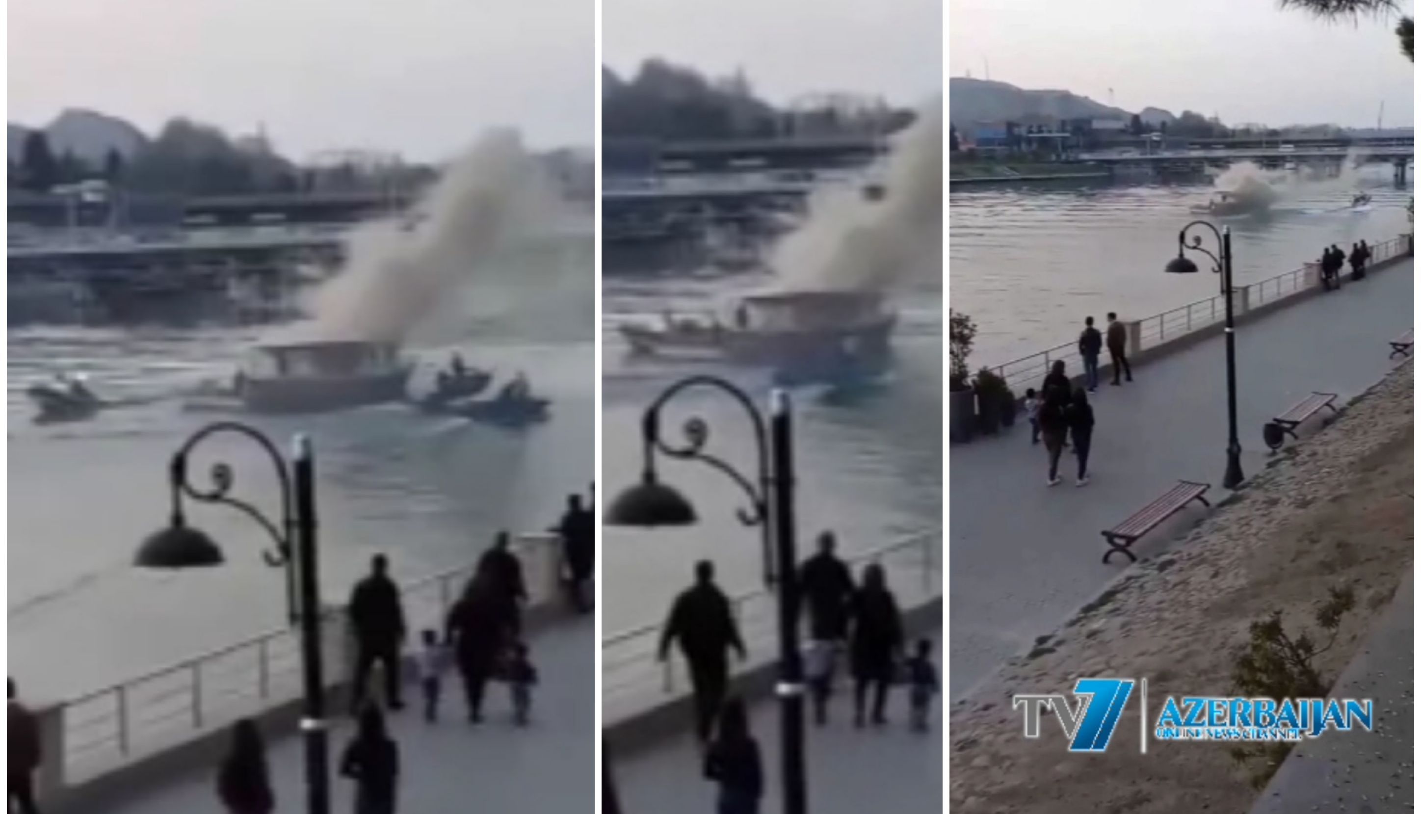 SON DƏQİQƏ: Mingəçevirdə gəmi yanır - ÖZƏL VİDEO