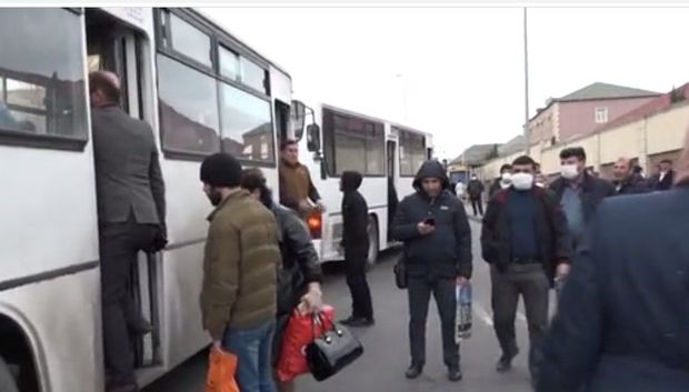 BNA avtobuslarda karantin qaydalarına nəzarət edə bilmir - VİDEO