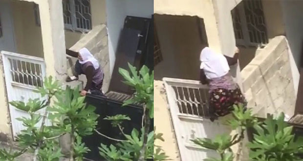 Karantində darıxan 75 yaşlı qadın hasarı aşıb, küçəyə çıxdı - VİDEO