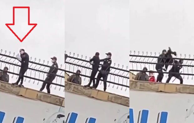 Bakıda polis intihar etmək istəyən gənci belə xilas etdi - VİDEO