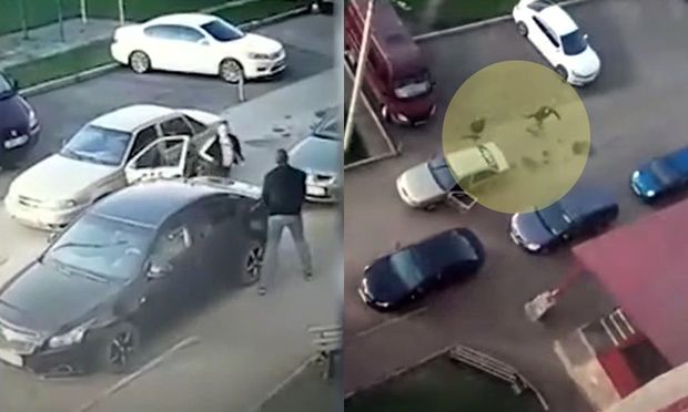 Yolu bölüşə bilməyib silaha əl atdılar - VİDEO