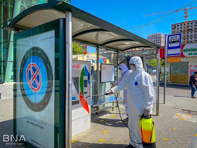 BNA dayanacaq pavilyonlarında dezinfeksiya işləri aparır