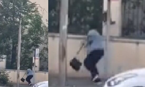 Bu görüntülər Bakıda çəkilib: Gənc qız küçədə.... - VİDEO