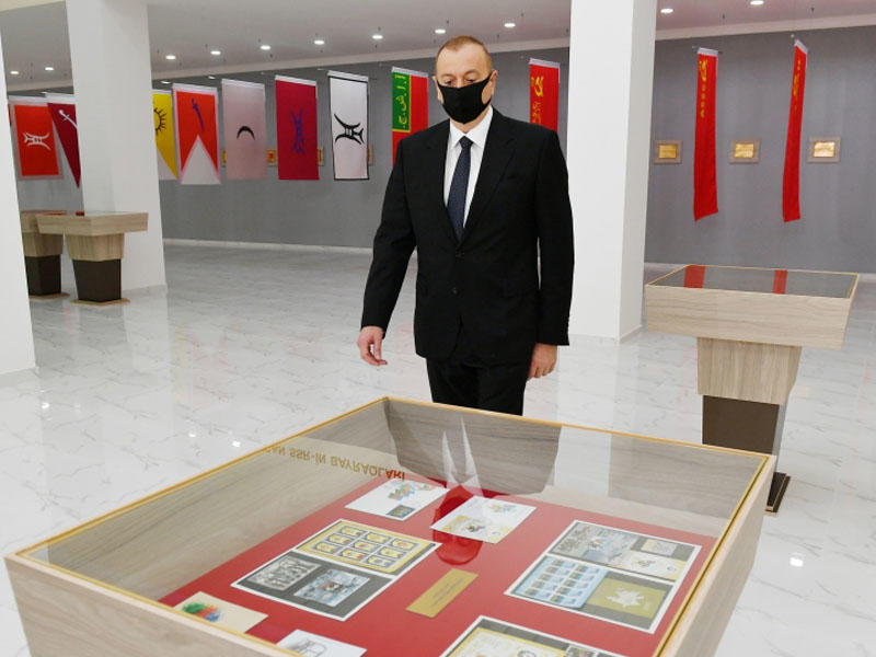 Prezident İlham Əliyev Tərtərdə Dövlət Rəmzləri Muzeyinin açılışında iştirak edib - FOTO
