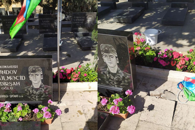 Şəhidlərimizin məzarı yanındakı Azərbaycan bayrağına qarşı hörmətsizlik - FOTO