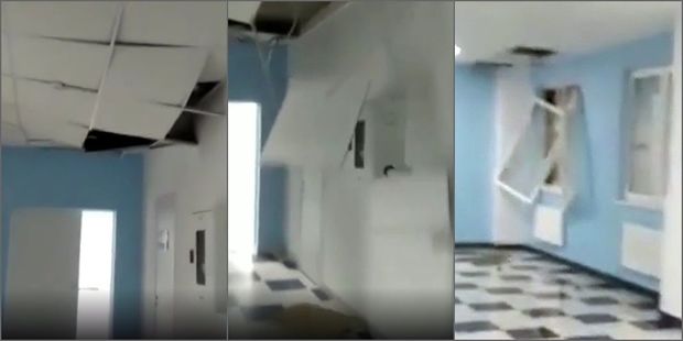 Qasırğa koronavirus xəstələrinin yerləşdiyi hospitalı dağıtdı - VİDEO