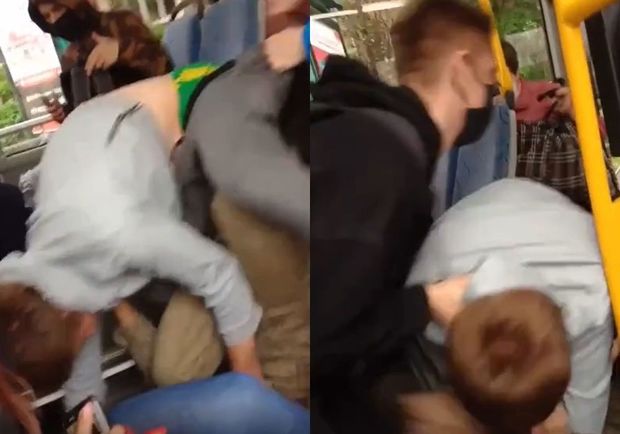 Avtobusda maskaya görə yumruqlar işə düşdü - VİDEO