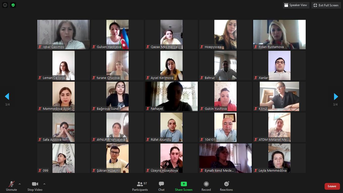 Ağstafa Regional Mədəniyyət İdarəsi  15 iyun-Milli Qurtuluş günü münasibətilə videokonfrans keçirdi