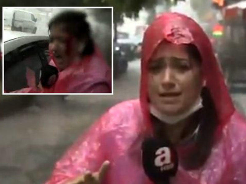 Canlı yayım edən müxbirin başına budaq düşdü, qan içində qaldı - İstanbulda leysan, fırtına... - VİDEO - FOTO