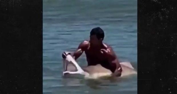 Американец выловил голыми руками акулу - ВИДЕО