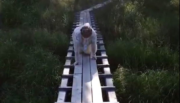 Kağızları qoltuqlarına vurub, diz üstə sürünərək kişinin arzusunu yerinə yetirdilər - VİDEO