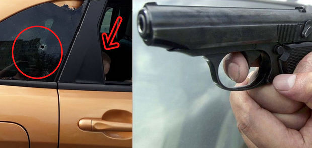 İçərisində uşaq olan maşına güllə atıldı - FOTO/VİDEO