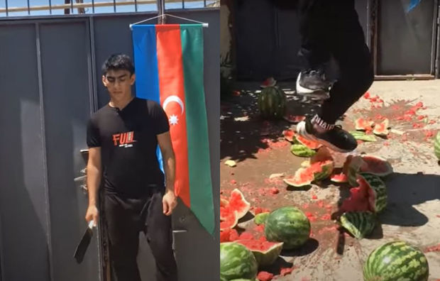 Nazirlikdən azərbaycanlı bloqerin 190 manatlıq yardımla aldığı qarpızları təpikləməsinə REAKSİYA