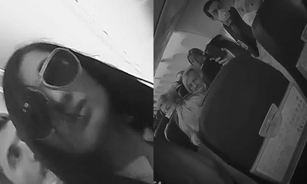 Təyyarədə aləmi bir-birinə qatan qadın saxlanıldı - VİDEO