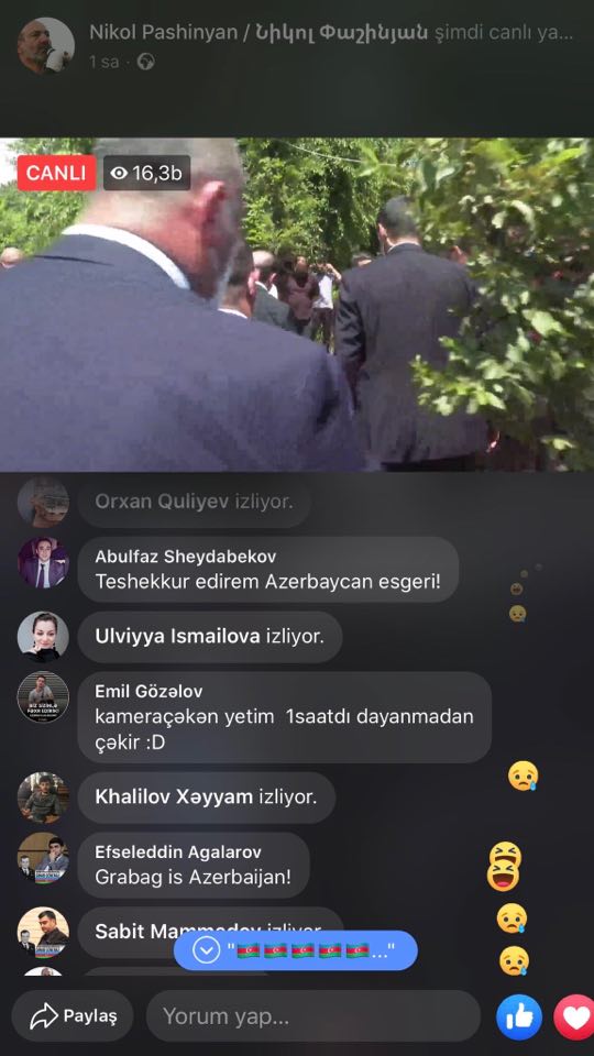 Azərbaycanlılar Paşinyanı canlı yayım açmağa peşman etdilər - VİDEO+FOTOLAR