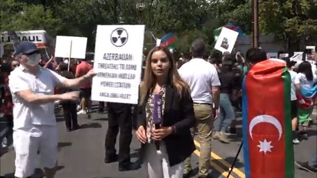 В США армянин пытался устроить провокацию на акции в поддержку азербайджанской армии - ВИДЕО