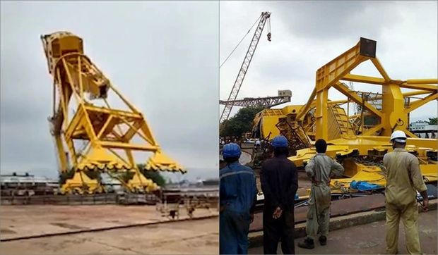 Kran aşdı, 11 fəhlə faciəvi şəkildə öldü - ANBAAN VİDEO