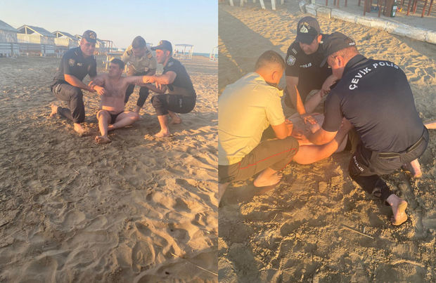 Xəzərdə boğulma təhlükəsi yaşayan iki nəfər polislər tərəfindən xilas edildi - FOTO