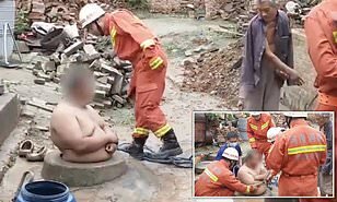 Quyuya düşən kök adam İLİŞİB QALDI - VİDEO