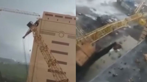 Kranlar yaşayış binasının üstünə aşdı, yaralılar var - ANBAAN VİDEO