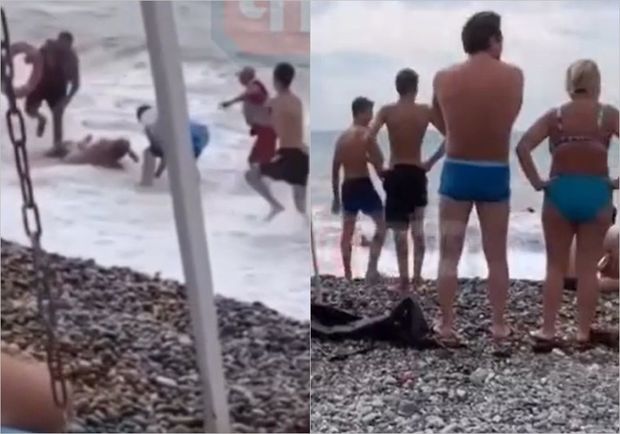 Sərxoş turistlər dənizdə boğulmaqdan son anda xilas oldular - VİDEO