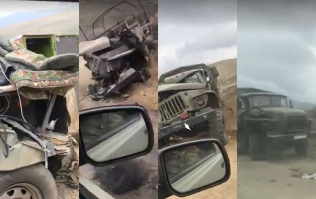 Ordumuz tərəfindən məhv edilən düşmən texnikalarının görüntüləri