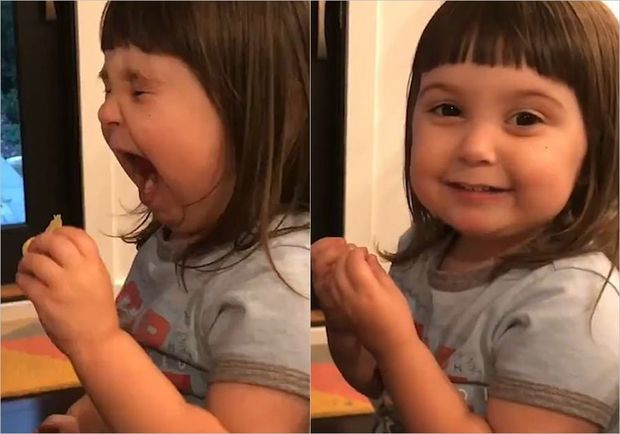 İlk dəfə sirkəli çipsin dadına baxan uşağın maraqlı reaksiyası - VİDEO