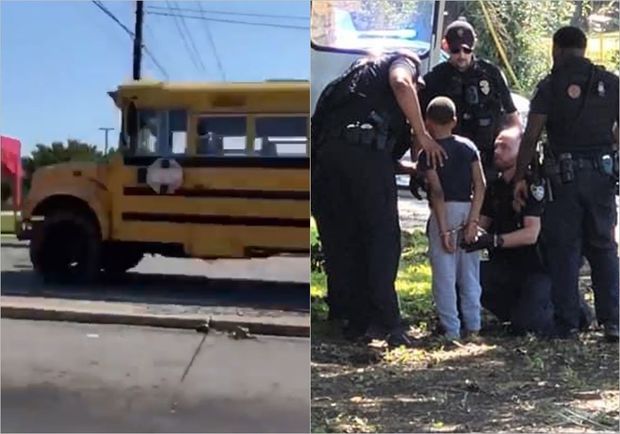 ABŞ-da 11 yaşlı uşaq məktəb avtobusunu qaçırdı - VİDEO