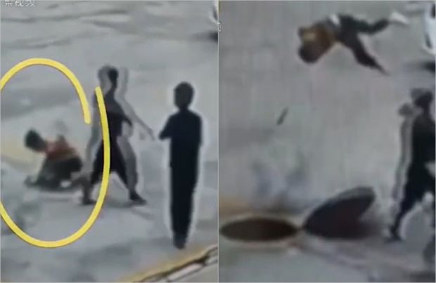 Kanalizasiya quyusuna fişəng atan uşaq havaya uçdu - VİDEO