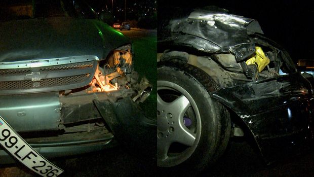 Bakıda iki maşın toqquşdu, digər ikisi isə qəzaya baxanlara çırpıldı: Yaralılar var - FOTO/VİDEO