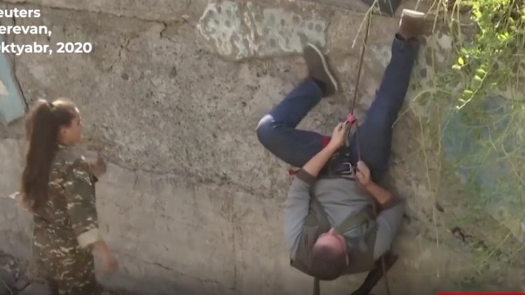 Ermənilərin təlimindən komik görüntülər – Video