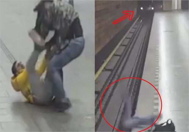 Dalaşdığı oğlanı gələn qatarın atına atdı - ANBAAN VİDEO