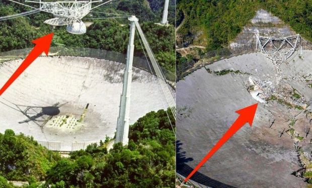 Kabelləri qırılan nəhəng “Arecibo” teleskopu uçub məhv oldu - ANBAAN VİDEO