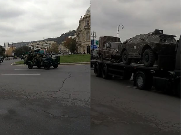 Zəfər paradında istifadə ediləcək texnikanın görüntüləri - VİDEO