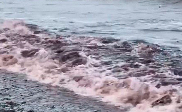 Ставшее красным Черное море сняли на видео