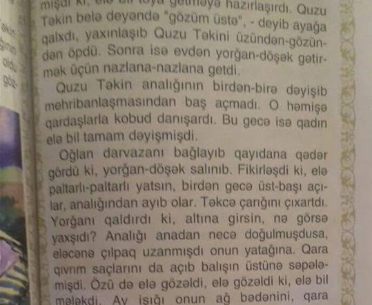 İbtidai sinif kitabında biabırçılıq: “Analığı elə çılpaq uzanmışdı ki, elə bil mələkdir” – FOTO