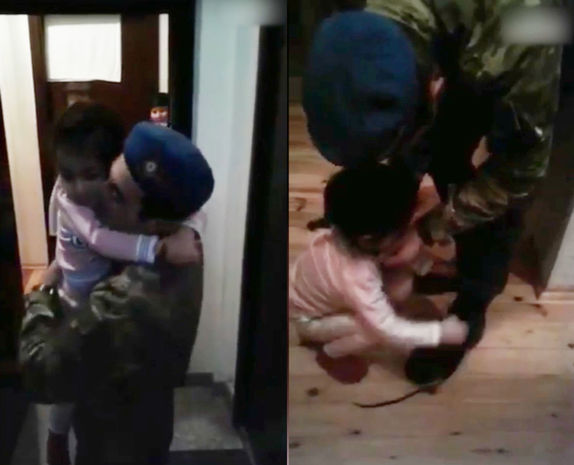 60 gündən sonra əsgər ailəsi ilə görüşdü - VİDEO