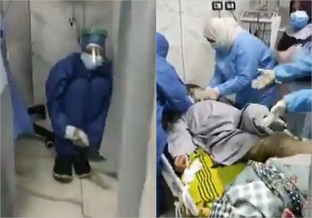 Tibb işçisinin dizini qucaqlayıb çarəsiz vəziyyətə düşdüyü dəhşətli an - FOTO/VİDEO