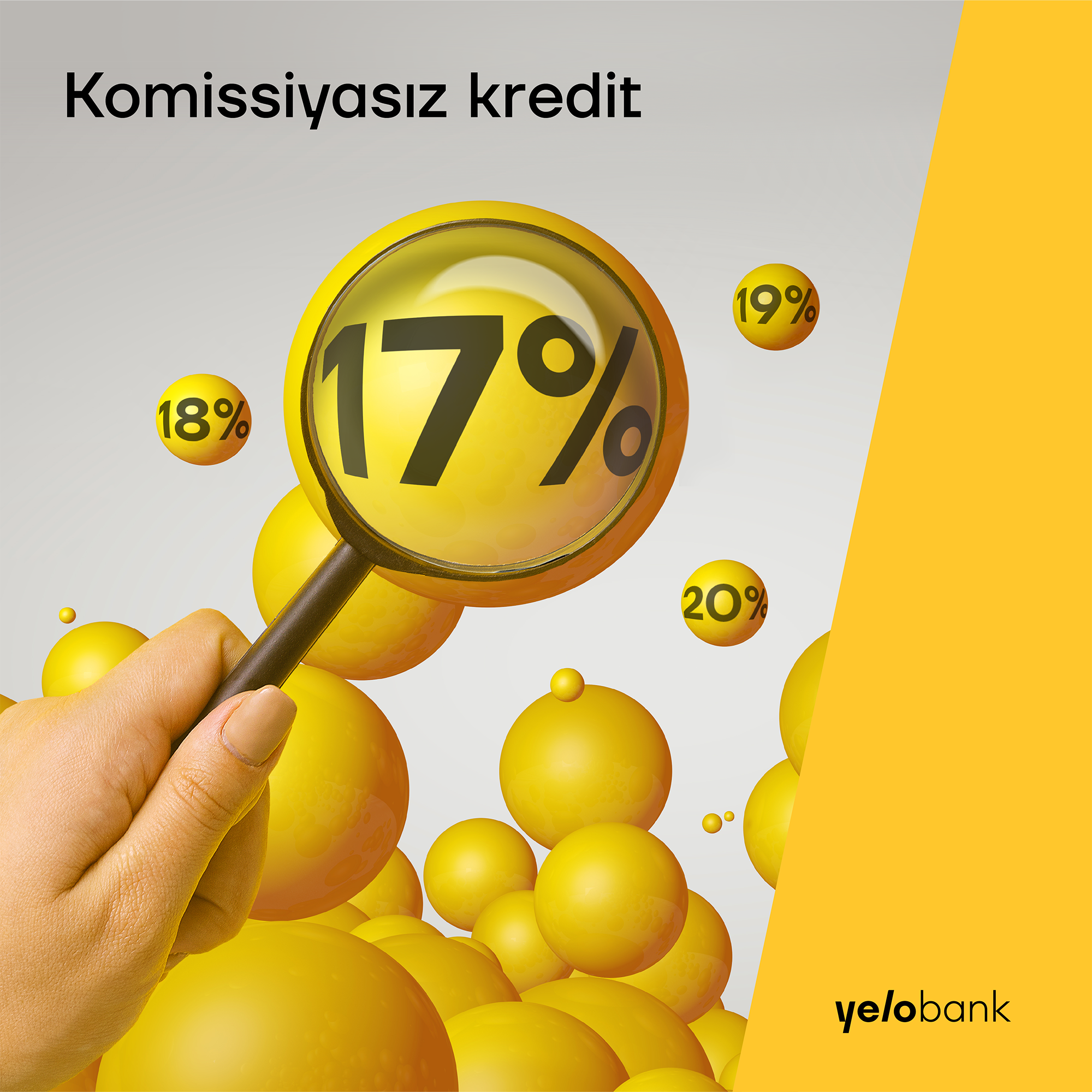 Yelo bankdan komissiyasız nağd kreditlər illik 17% ilə