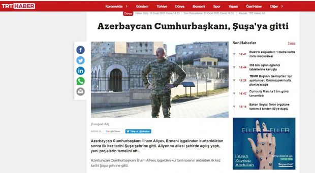 İlham Əliyevin Şuşaya səfəri Türkiyə mediası tərəfindən geniş işıqlandırılıb - FOTO
