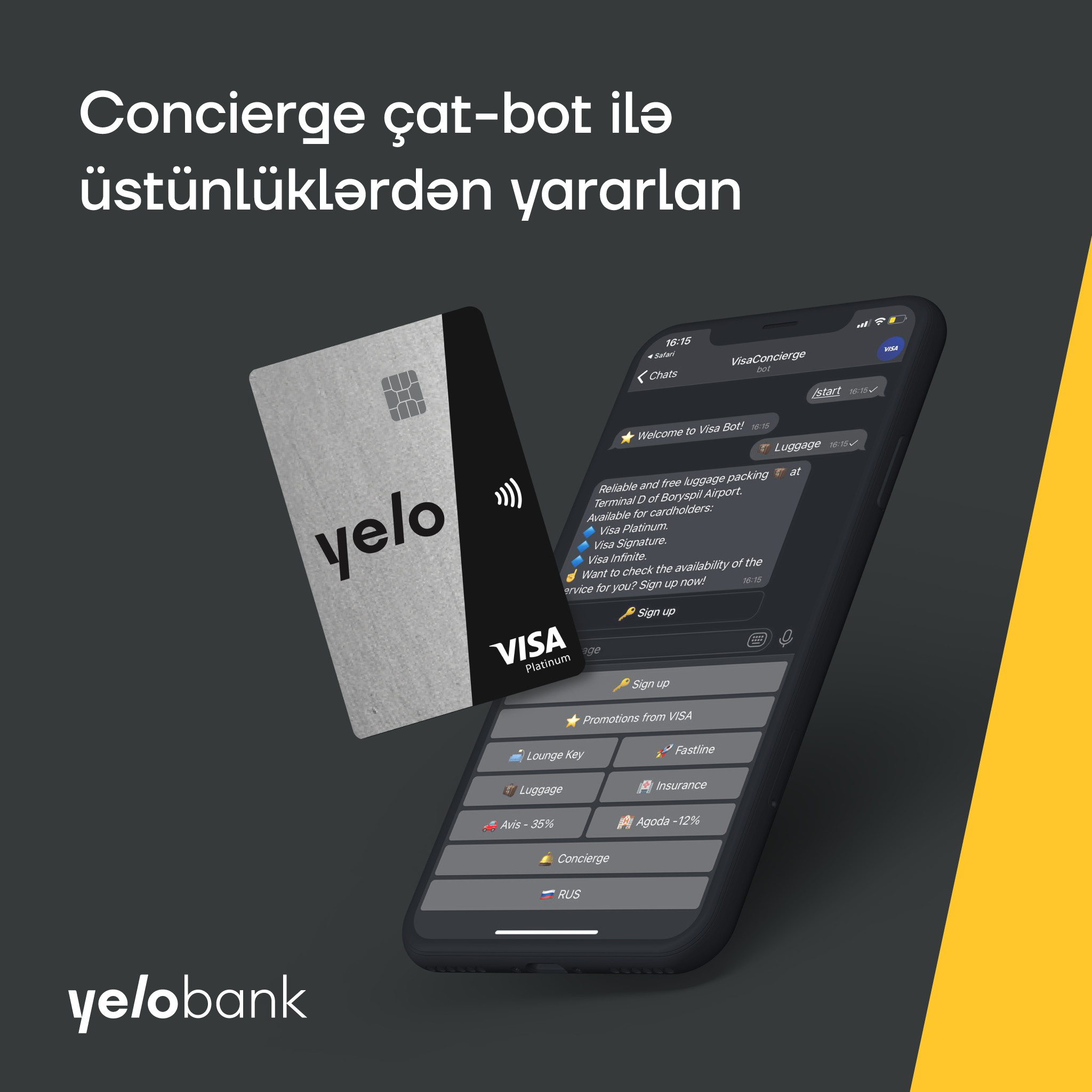 Yelo Visa Platinum kart sahibləri yeni Concierge çat-botundan istifadə edə bilər