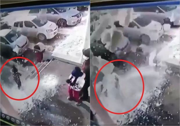 Balaca uşaq “qar uçqununun” altında qaldı - VİDEO